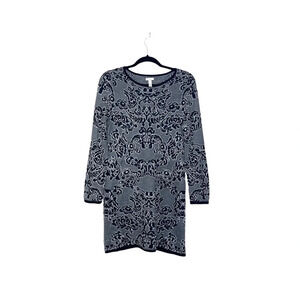 Soma Gray Metallic Jacquard Long Sleeve Knit Mini Dress Small Women’s